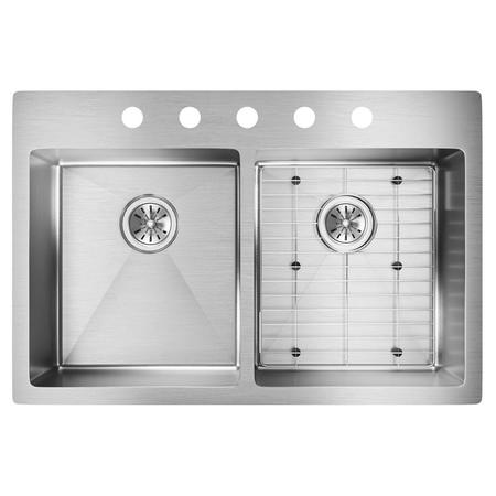 ELKAY Elkay Crosstown 33"x22"x9", Equal 2-Bowl Dual Mount Sink Kit SS ECTSR33229TBG5